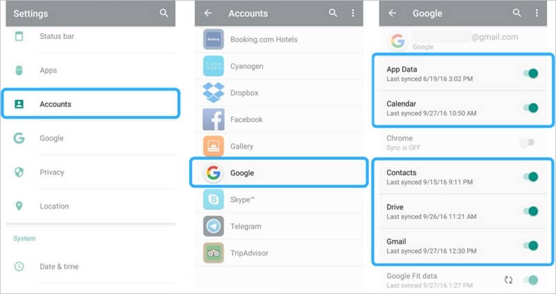 backup samsung phone to google account - step 3