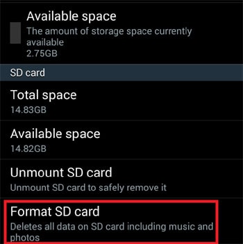 format the sd card