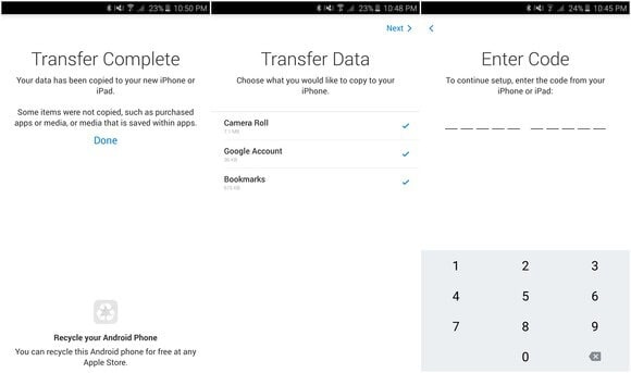 transfer photos from samsung to iphone using move to ios