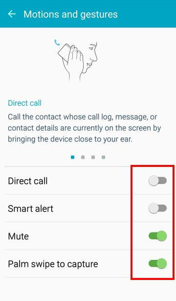 turn off motions and gestures