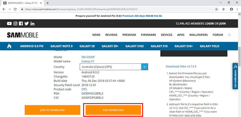 download samsung firmware from sammobile - step 2