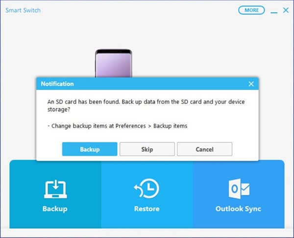 confirm backup using smart switch