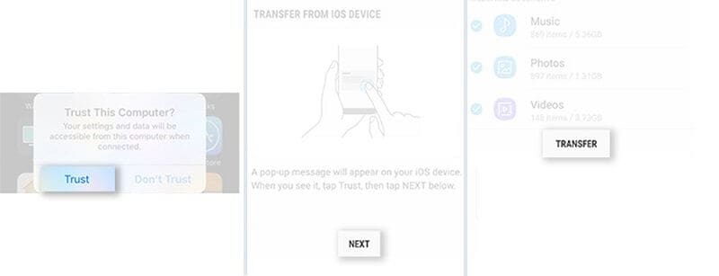 passaggio da iphone a Samsung S10/S20 -seleziona contenuti