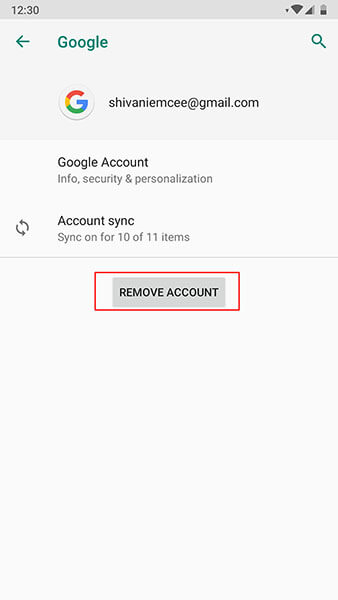 Gmail يتعطّل على Android - إزالة الحساب