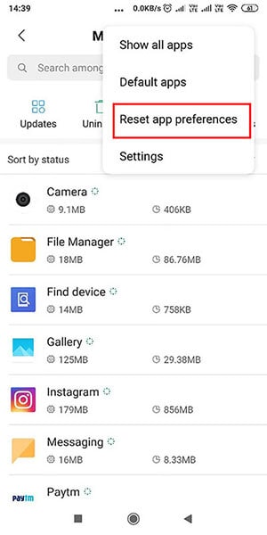 contacts app not responding - reset preferences