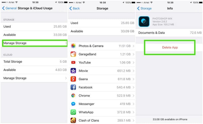 remover a cache de apps externos do iphone