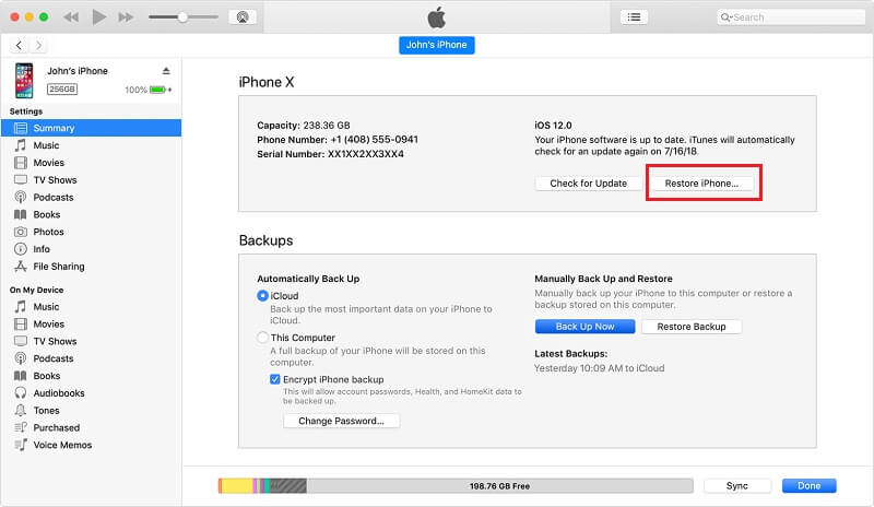 factory reset iphone 4 with itunes