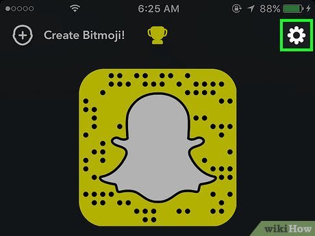 delete snapchat history - Gear icon
