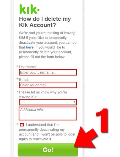 deactivate Kik account permanently