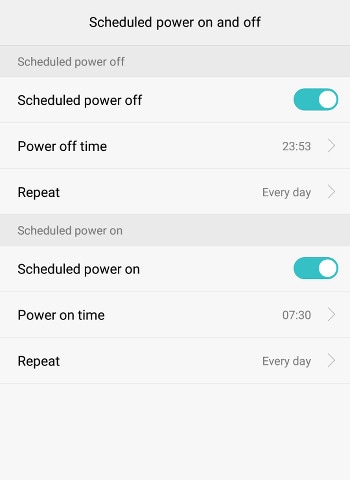scheduled powering of android
