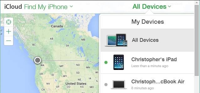 Find My iPhone option