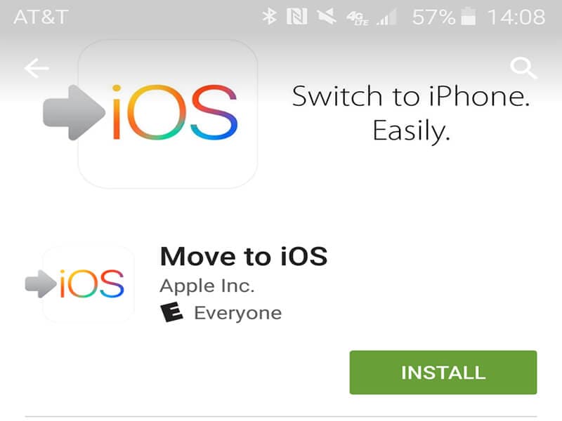 البحث عن تطبيق Move to iOS