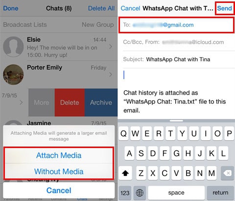  transférer whatsapp d'icloud à android par email 2