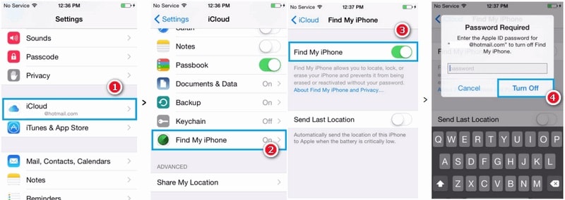 إيقاف تشغيل اعثر على هاتفي iPhone قبل إلغاء تحديث iOS