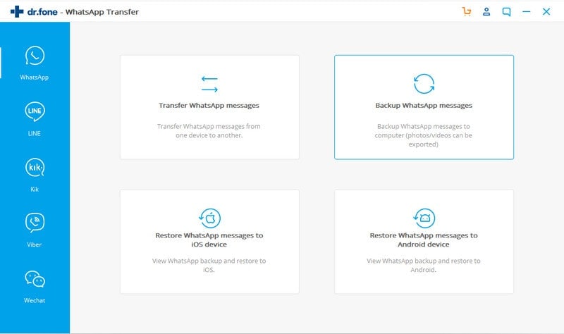 backup android whatsapp by Dr.Fone on pc