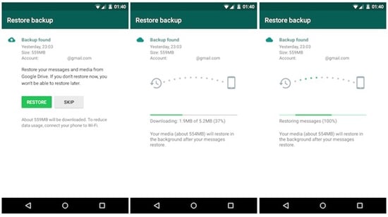 Restore backup for WhatsApp on a new phone