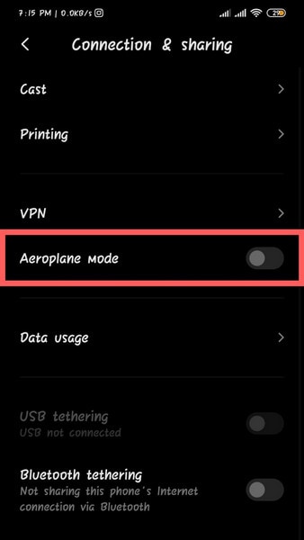 airplane mode in android
