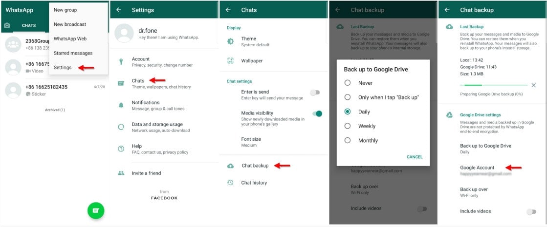 WhatsApp-Backup von Android auf Google Drive