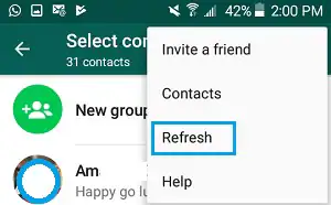 contact lijst vernieuwen op Android