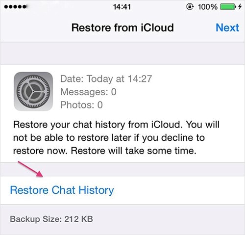 restore whatsapp from sd card