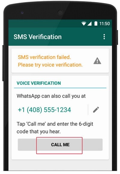 how to get whatsapp verification code without sim card