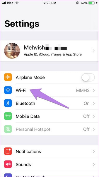 wifi settings in iphone