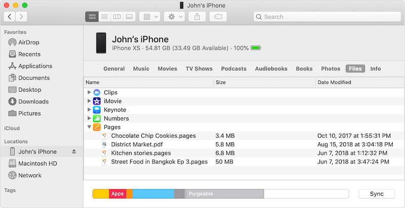 Compartir archivos en iTunes