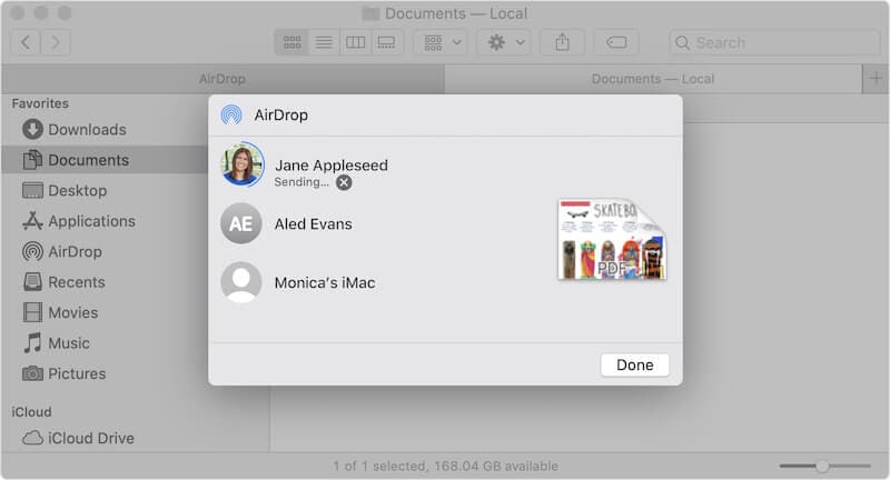 AirDrop no macOS Finder