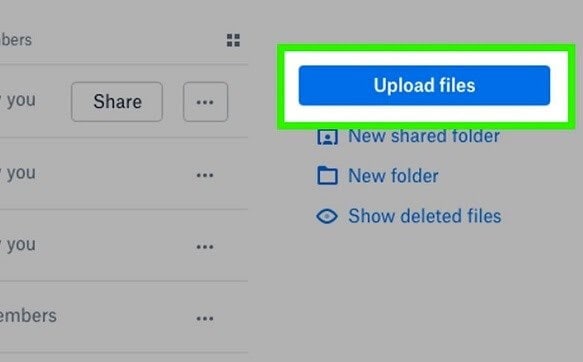 Dropbox upload files