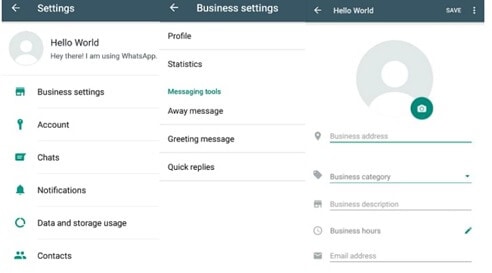 WhatsApp business setting