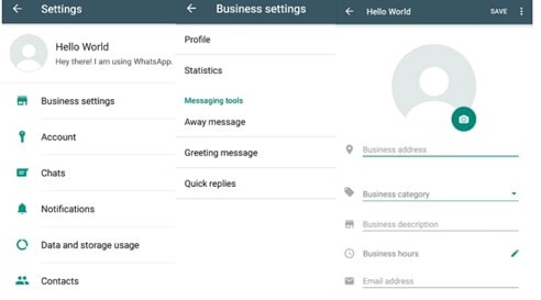 WhatsApp Business Einstellungen