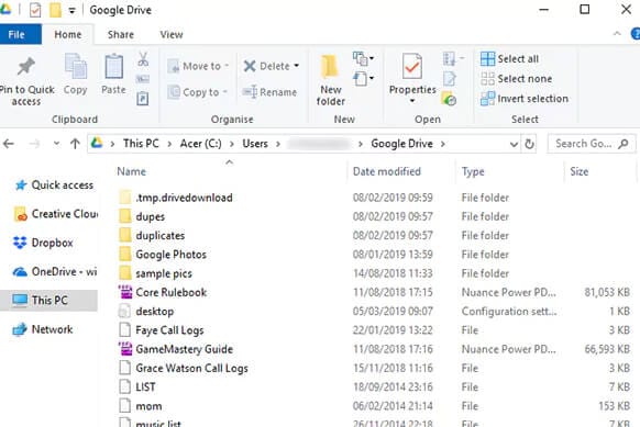 encontrando a pasta do google drive no seu computador