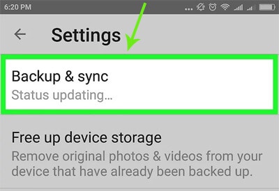 tap backup and sync on your motorola phone