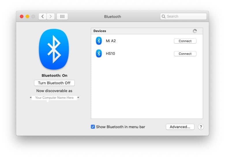Dispositivos Bluetooth na troca de arquivos Bluetooth