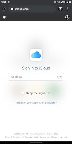 Sign In to iCloud using Chrome