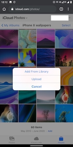 Add to iCloud Photos on Android