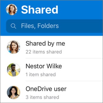message of shared files on onedrive