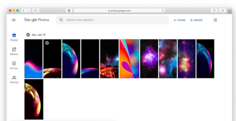 Google Photos in web browser