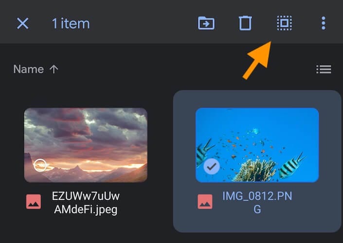 Select All icon in Google Drive