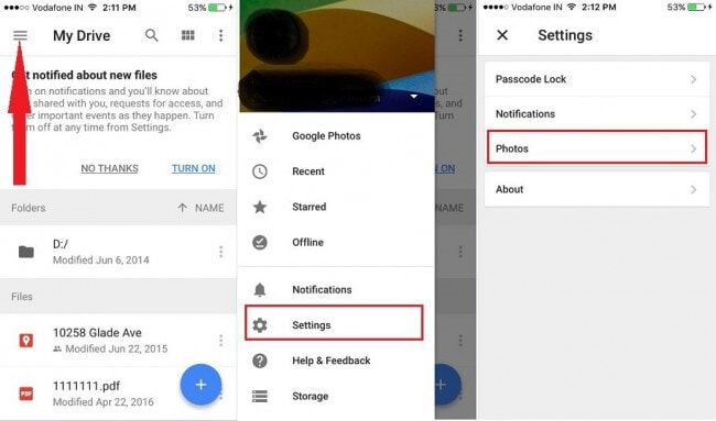 how to download multiple photos from google drive to iphone