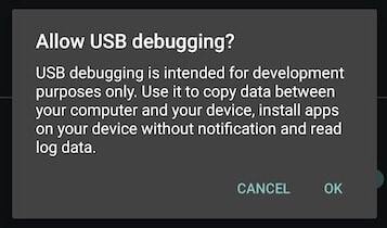 Opção de depuração USB no Android