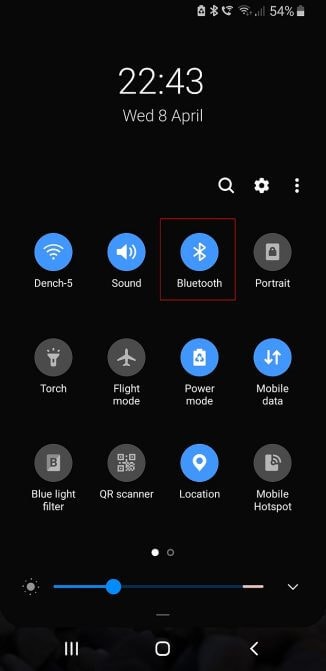 switching on your bluetooth on your samsung phone