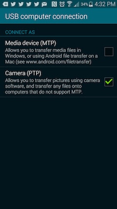 changing your connection type to camera (ftp)