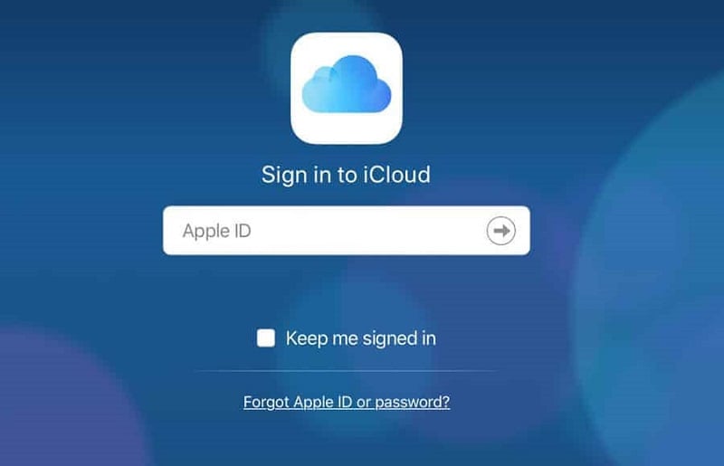 sign-in page on iCloud