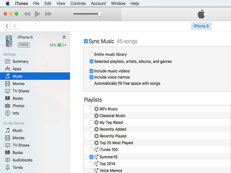 Image de transfert iTunes