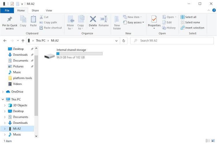 Détection du téléphone dans Windows File Explorer