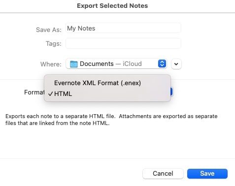 Evernote-Notizen in HTML exportieren