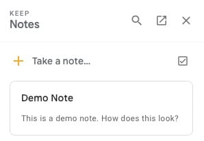 Notas do Google Keep no Gmail 