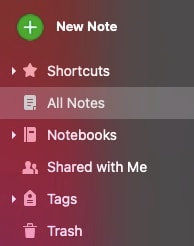 Selecione todas as notas no aplicativo Evernote 