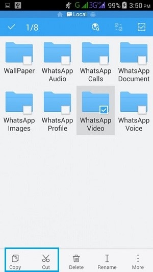 Verschieben Sie WhatsApp mit dem WS-Datei-Explorer auf die SD-Karte
